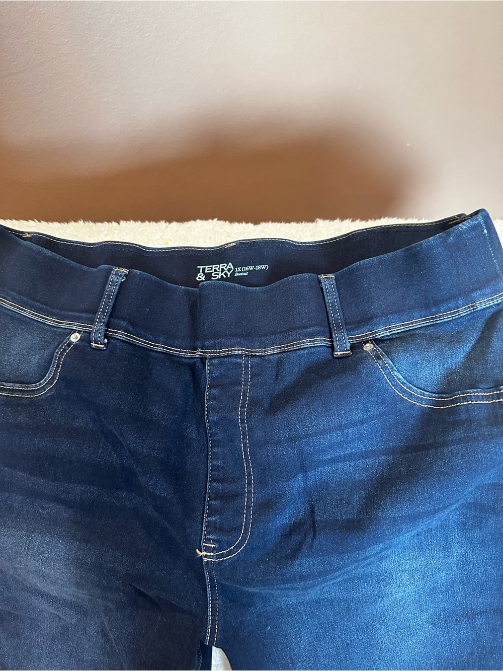 Terra & Sky Dark Blue Straight-Leg Jeans size 1x - Picture 2 of 4